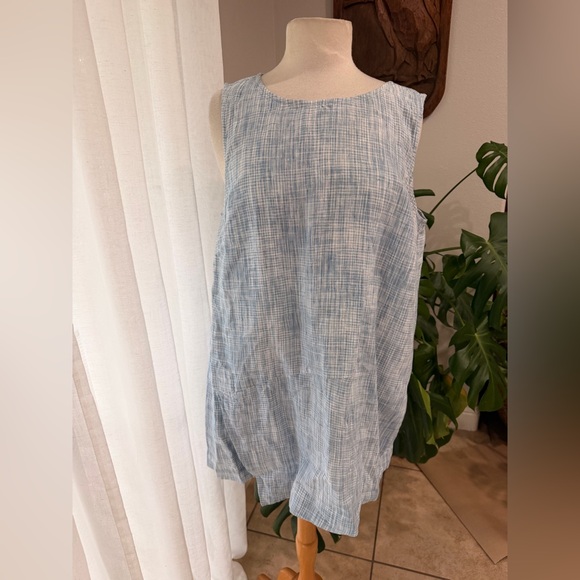 J. Jill Tops - Pure‎ Jill Linen Sleeveless Tunic Top Blue White Womens Medium